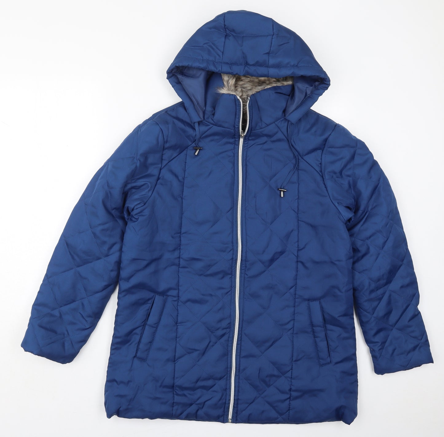 Anne De Lancay Womens Blue   Parka Coat Size S  Zip