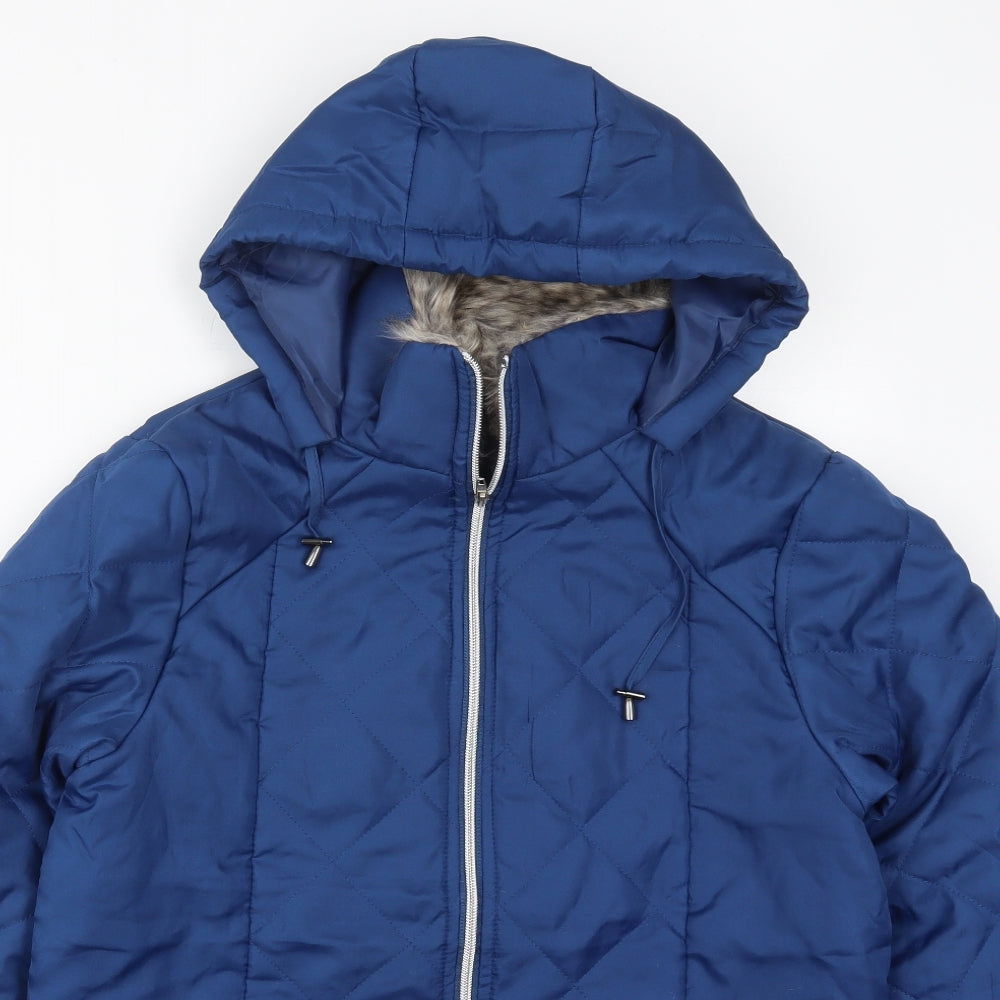 Anne De Lancay Womens Blue   Parka Coat Size S  Zip