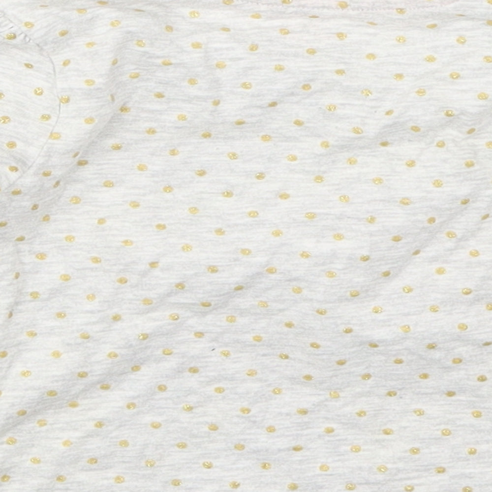 Primark Girls Grey Polka Dot Cotton Basic T-Shirt Size 9-12 Months Crew Neck Pullover - Rainbows Make Me Smile