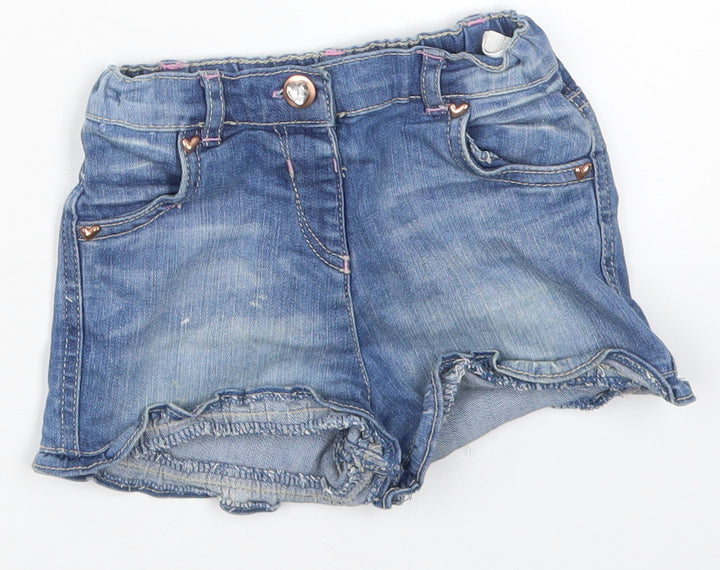 TU Girls Blue  Cotton Rain Trousers Jeans Size 12-18 Months  Button