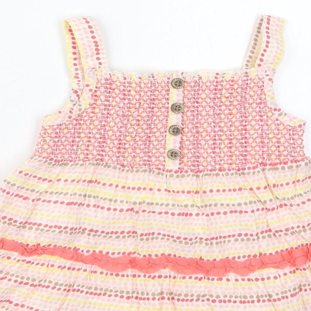 F&F Girls Pink Geometric Cotton Trapeze & Swing  Size 9-12 Months  Square Neck Pullover
