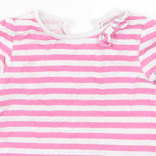 Matalan Girls Pink Striped Cotton Skater Dress  Size 9-12 Months  Crew Neck Pullover