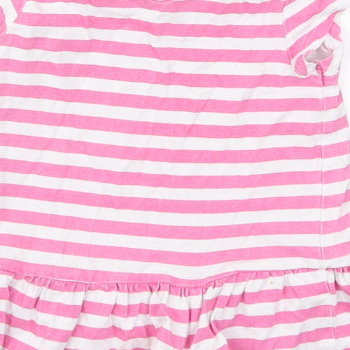 Matalan Girls Pink Striped Cotton Skater Dress  Size 9-12 Months  Crew Neck Pullover