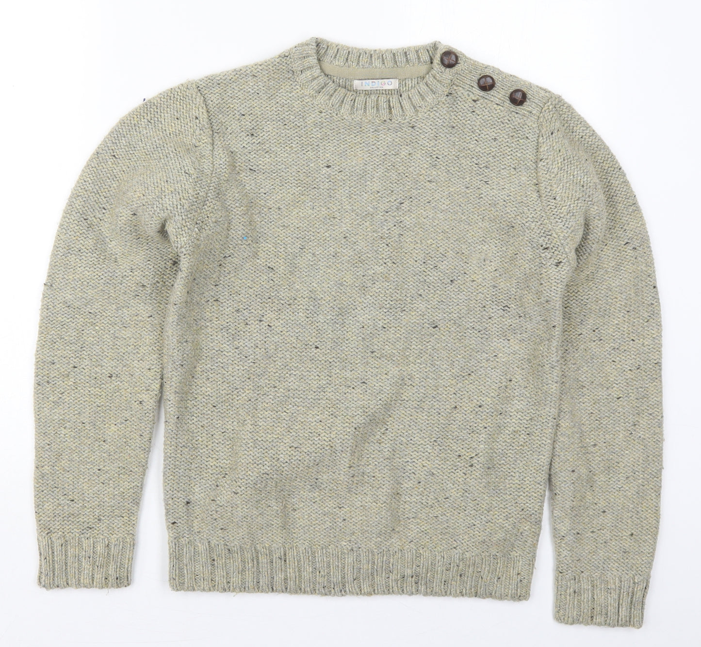 Marks and Spencer Boys Beige Crew Neck  Acrylic Pullover Jumper Size 13-14 Years  Pullover