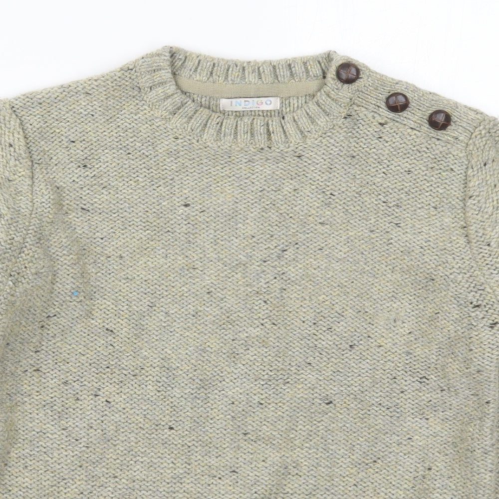 Marks and Spencer Boys Beige Crew Neck  Acrylic Pullover Jumper Size 13-14 Years  Pullover