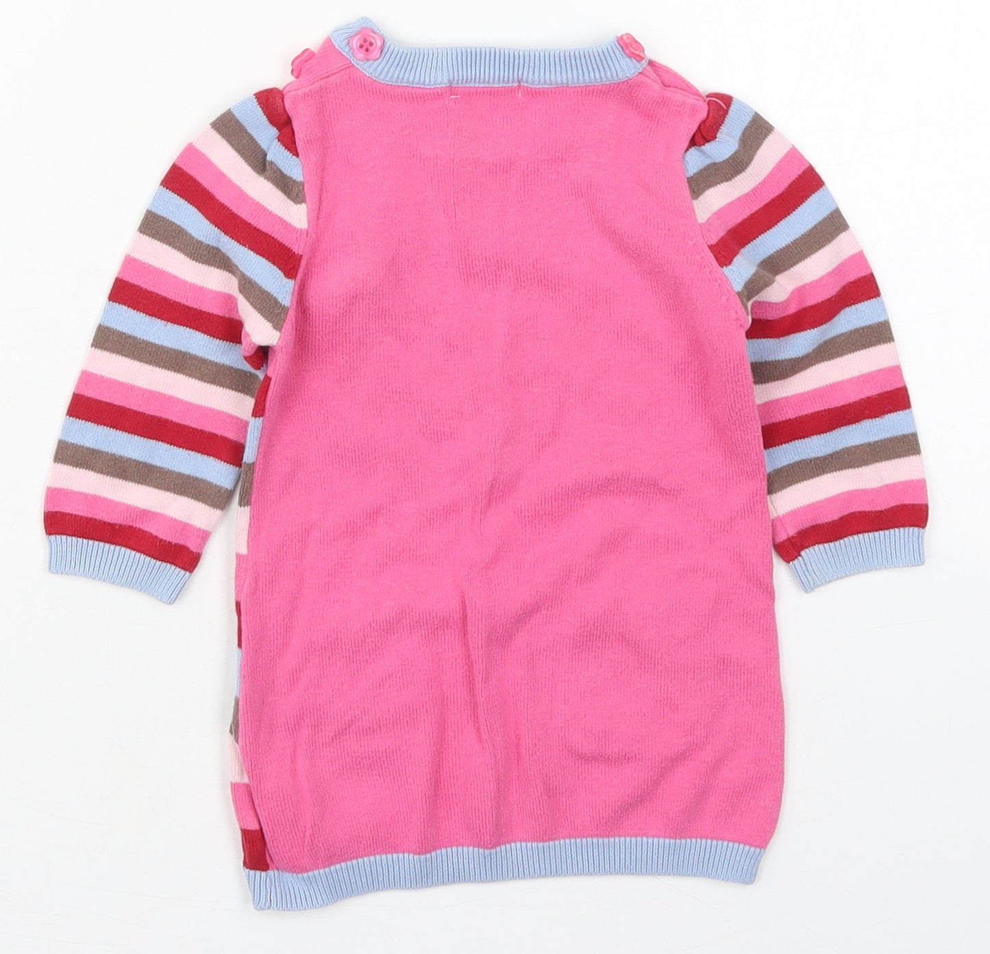 Lady Bird Girls Pink Striped Cotton Pullover Jumper Size 6-9 Months  Pullover