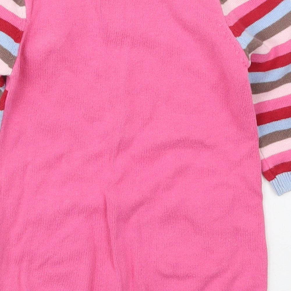 Lady Bird Girls Pink Striped Cotton Pullover Jumper Size 6-9 Months  Pullover