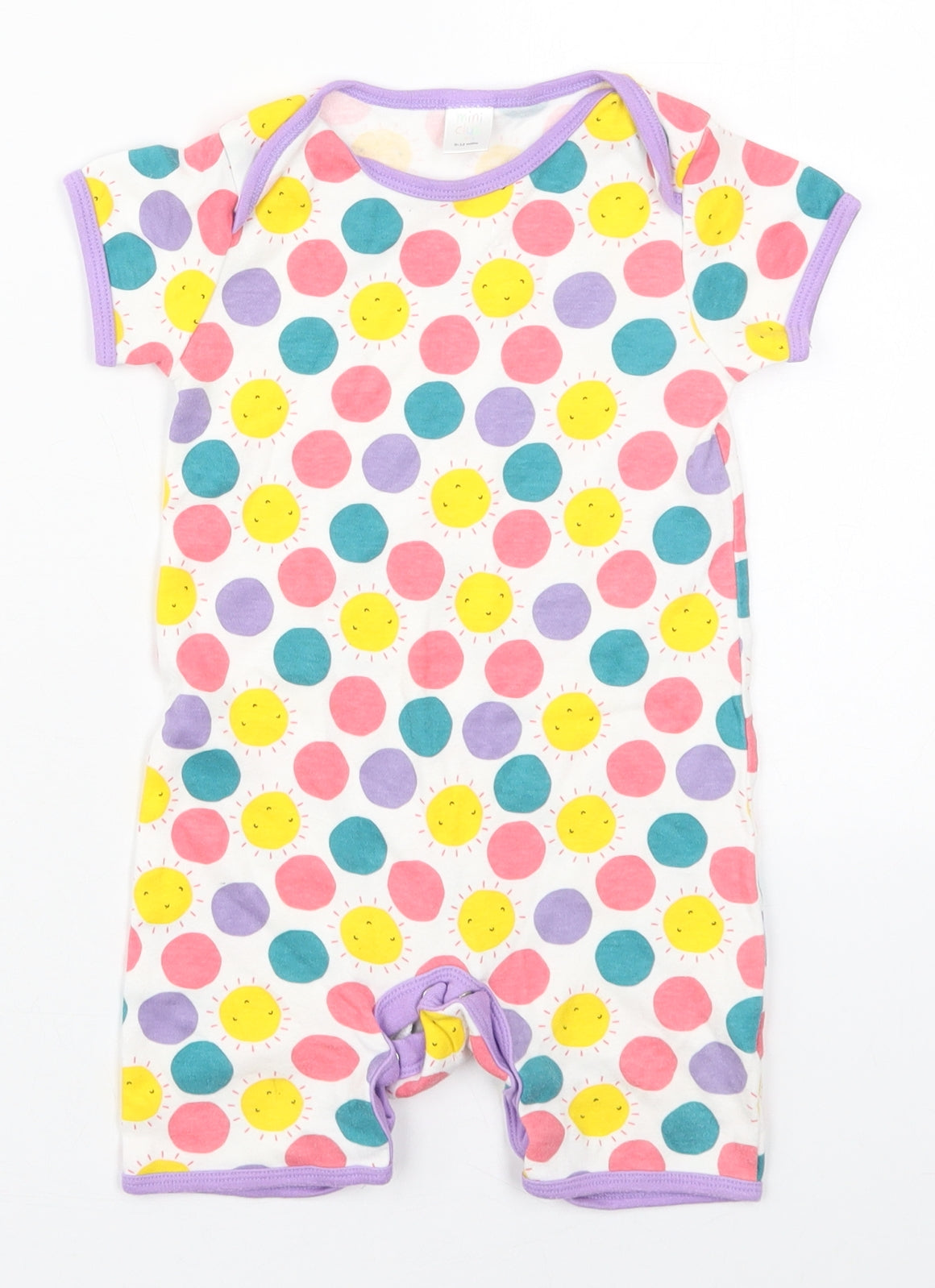 Mini Club Girls Multicoloured Polka Dot Cotton Romper One-Piece Size 9-12 Months  Button - Suns