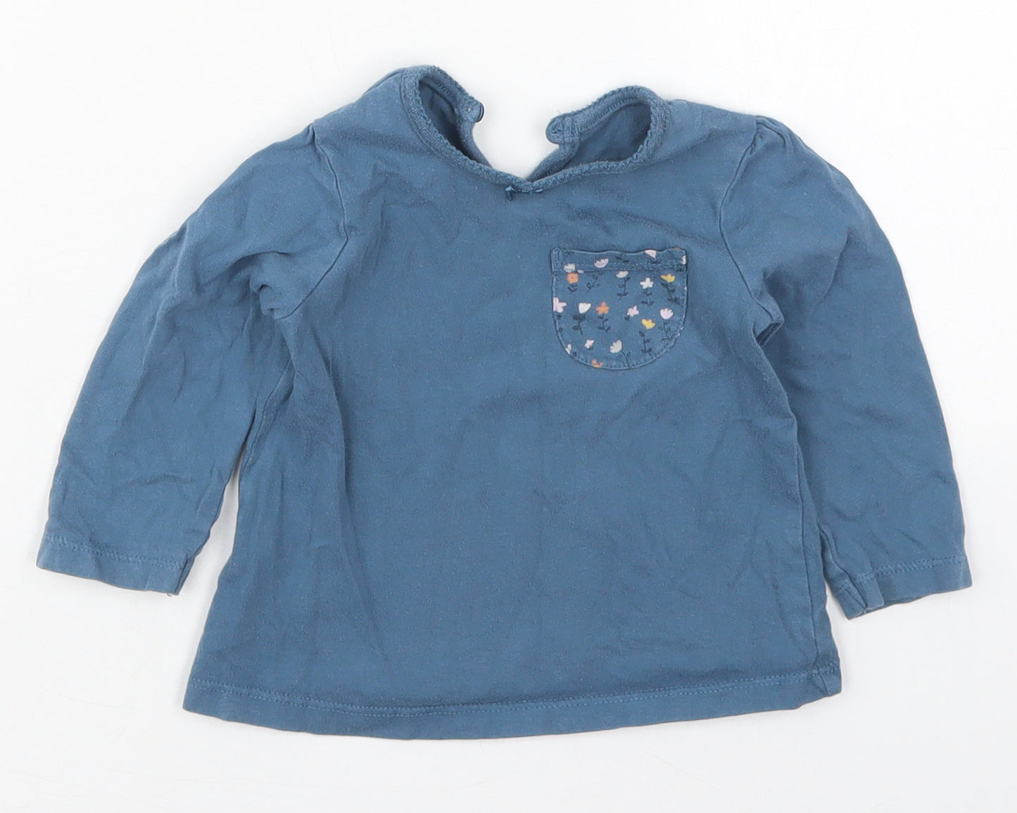 George Girls Blue  Cotton Basic T-Shirt Size 9-12 Months Crew Neck Pullover