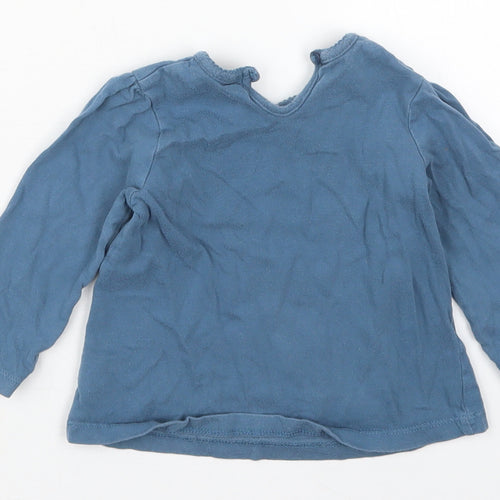 George Girls Blue  Cotton Basic T-Shirt Size 9-12 Months Crew Neck Pullover