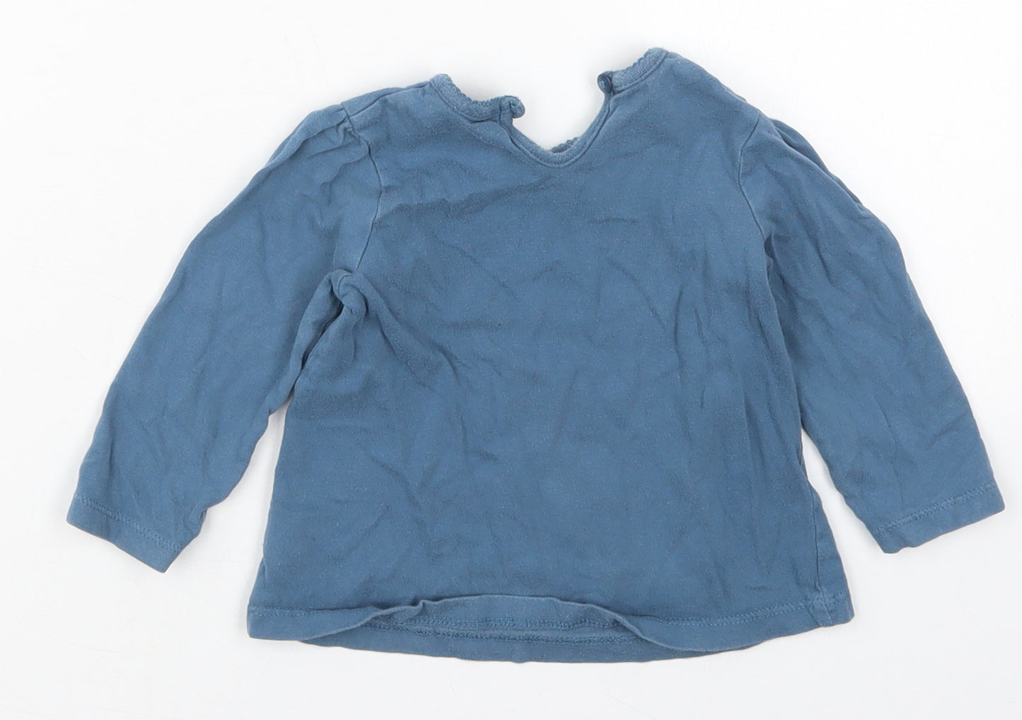 George Girls Blue  Cotton Basic T-Shirt Size 9-12 Months Crew Neck Pullover