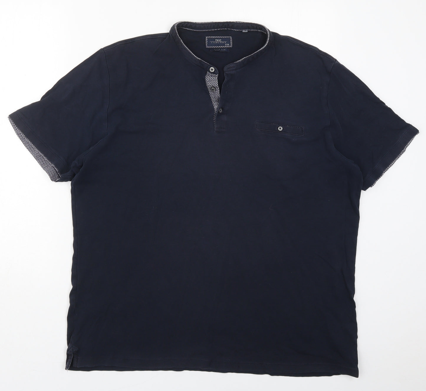 NEXT Mens Blue  Cotton  T-Shirt Size 2XL Henley