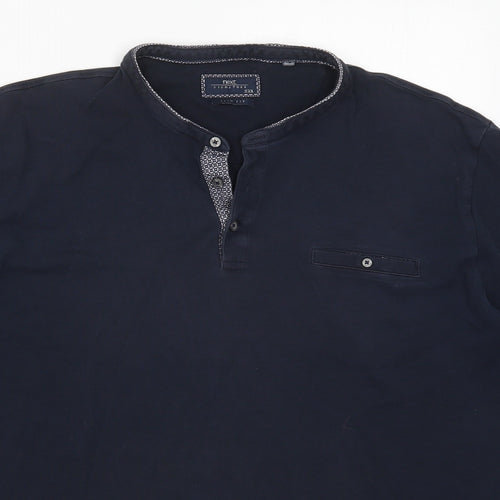 NEXT Mens Blue  Cotton  T-Shirt Size 2XL Henley