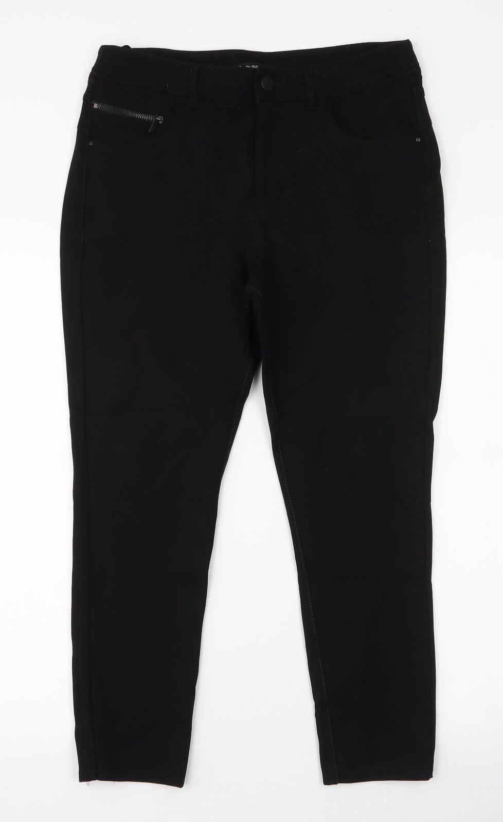 Dunnes Stores Womens Black  Viscose Capri Jeans Size 12 L23 in Slim Zip