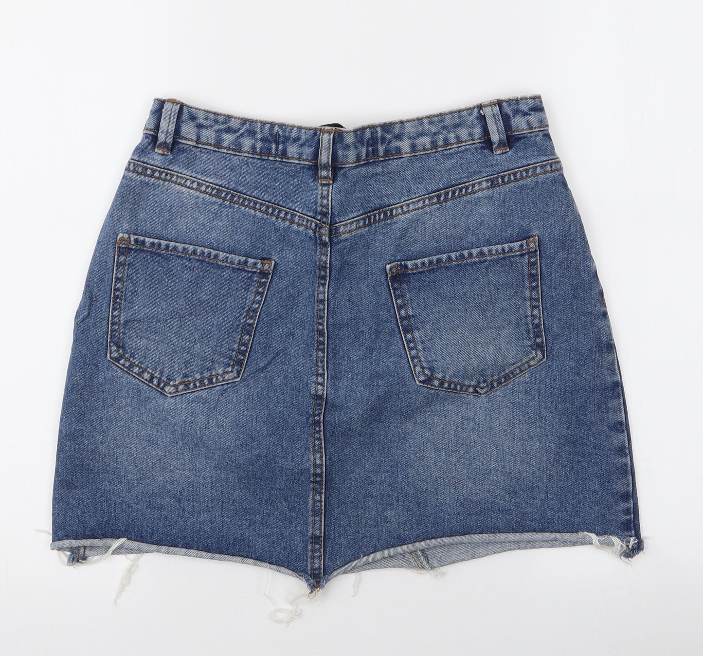 Denim & Co. Womens Blue  Cotton A-Line Skirt Size 10   Zip