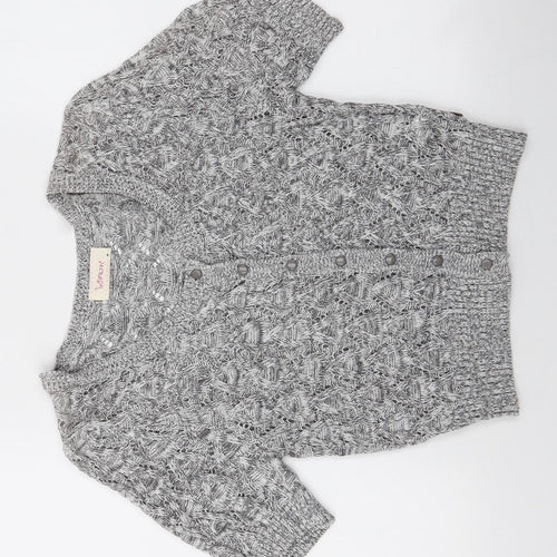 Intown Womens Grey Round Neck  100% Cotton Cardigan Jumper Size M