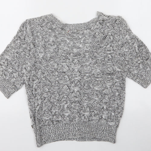 Intown Womens Grey Round Neck  100% Cotton Cardigan Jumper Size M