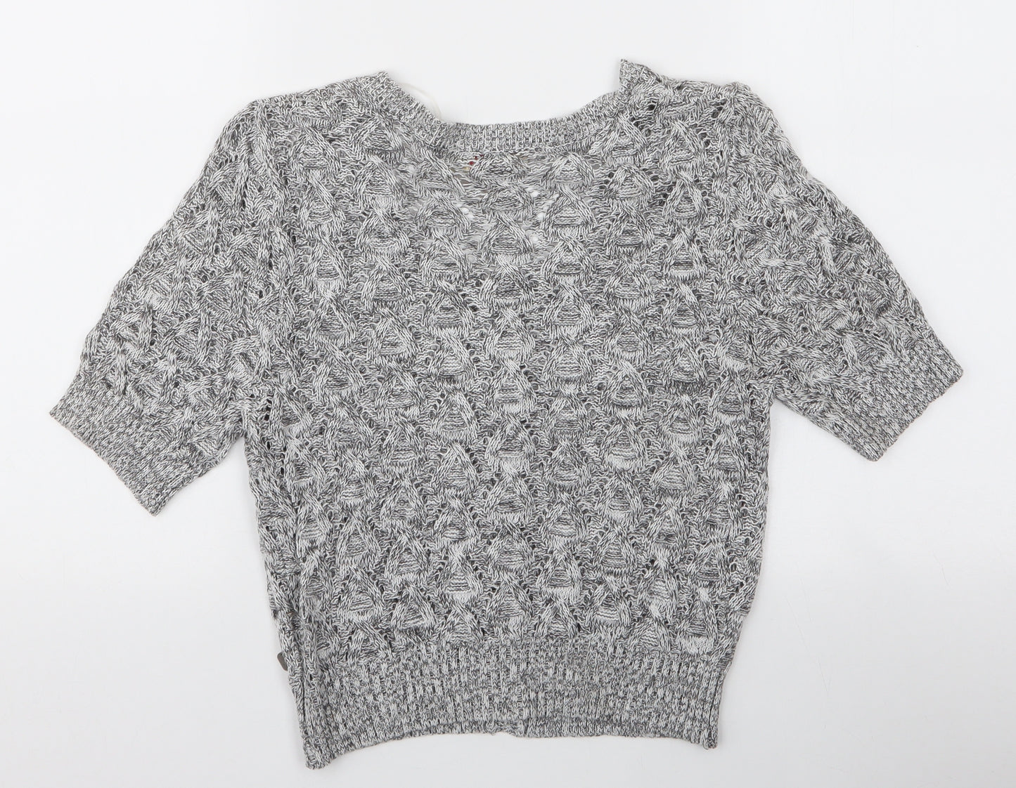 Intown Womens Grey Round Neck  100% Cotton Cardigan Jumper Size M