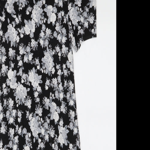 Dorothy Perkins Womens Black Floral Viscose A-Line  Size 8  Round Neck Pullover