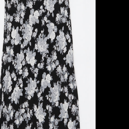 Dorothy Perkins Womens Black Floral Viscose A-Line  Size 8  Round Neck Pullover