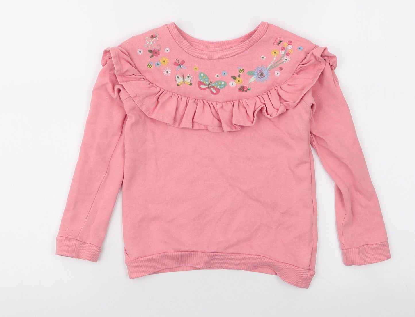 TU Girls Pink Floral Cotton Pullover Sweatshirt Size 4-5 Years  Pullover