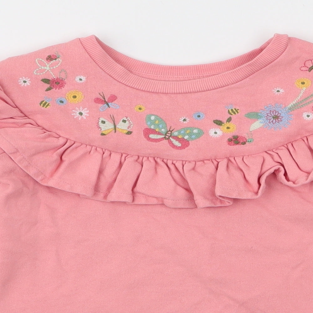 TU Girls Pink Floral Cotton Pullover Sweatshirt Size 4-5 Years  Pullover
