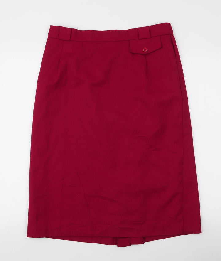 Jacwin Womens Red  Polyester Straight & Pencil Skirt Size 32 in   Zip