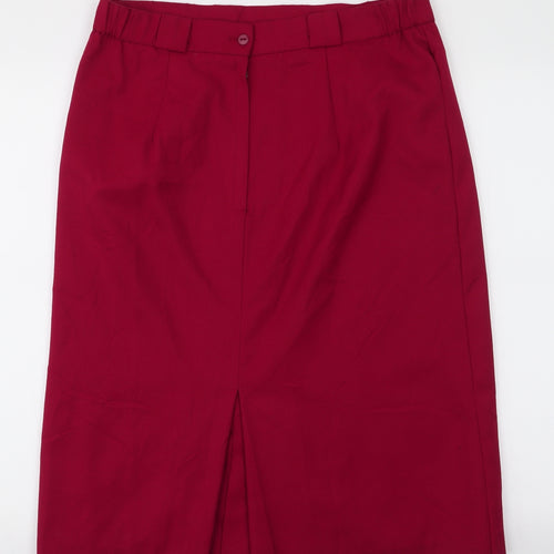 Jacwin Womens Red  Polyester Straight & Pencil Skirt Size 32 in   Zip