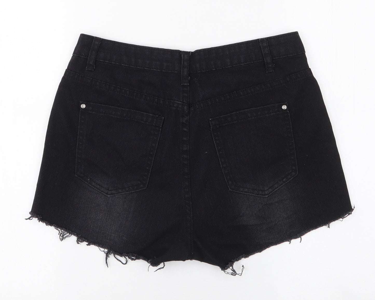 Missguided Womens Black  100% Cotton Hot Pants Shorts Size 10 L3 in Regular Zip