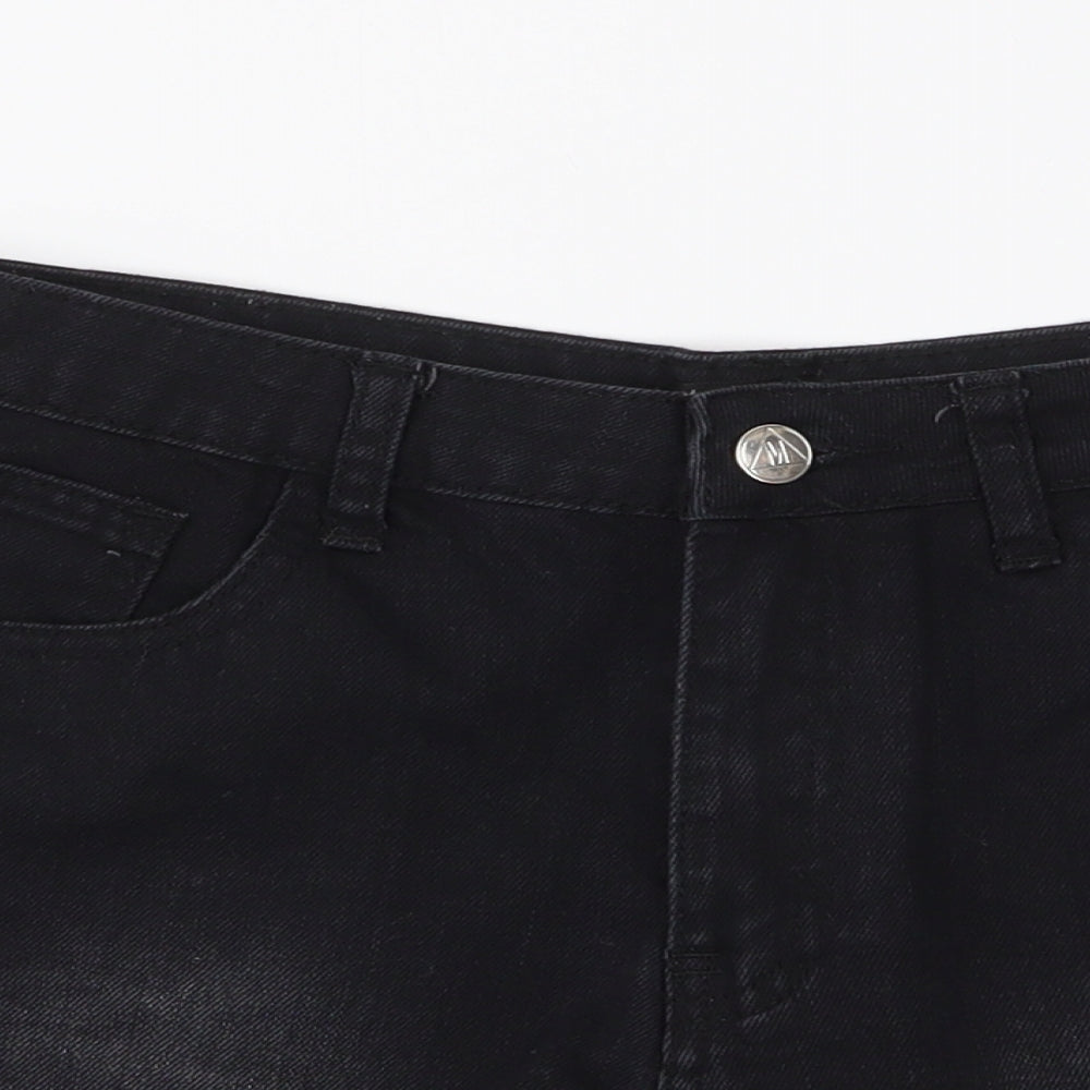 Missguided Womens Black  100% Cotton Hot Pants Shorts Size 10 L3 in Regular Zip
