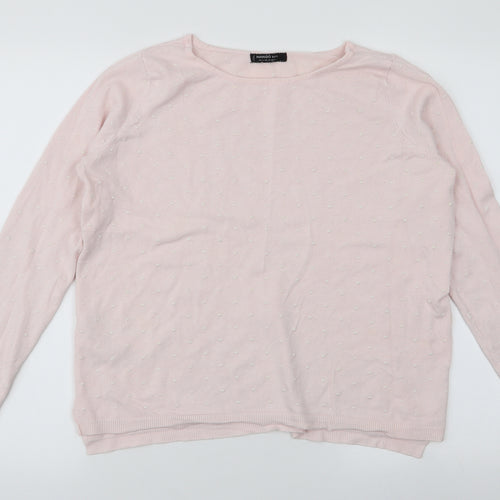 Mango Womens Pink Round Neck  Viscose Pullover Jumper Size S