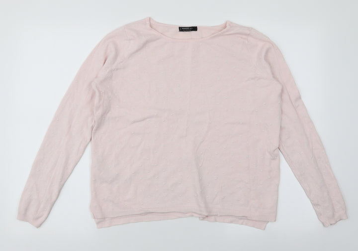 Mango Womens Pink Round Neck Viscose Pullover Jumper Size S