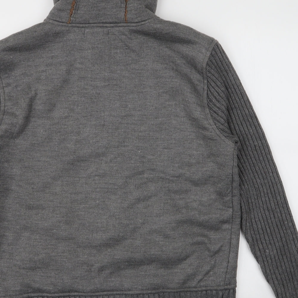 Ventini Mens Grey  Acrylic Cardigan Hoodie Size M