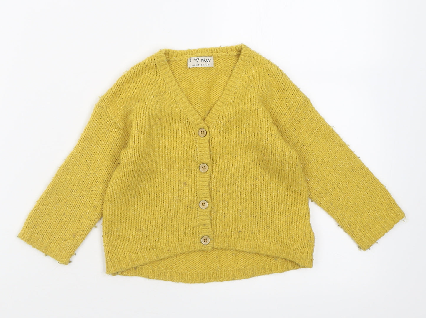 NEXT Girls Yellow  Acrylic Cardigan Jumper Size 12-18 Months  Button