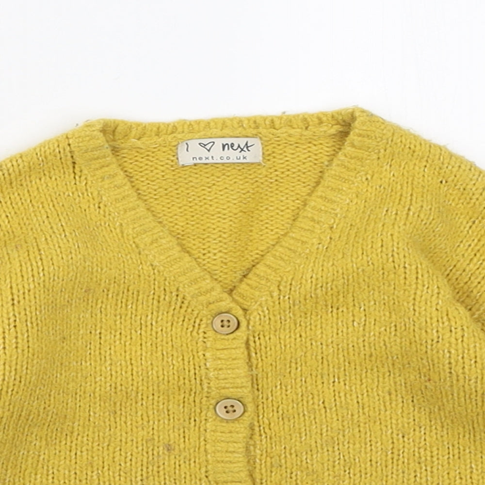 NEXT Girls Yellow  Acrylic Cardigan Jumper Size 12-18 Months  Button