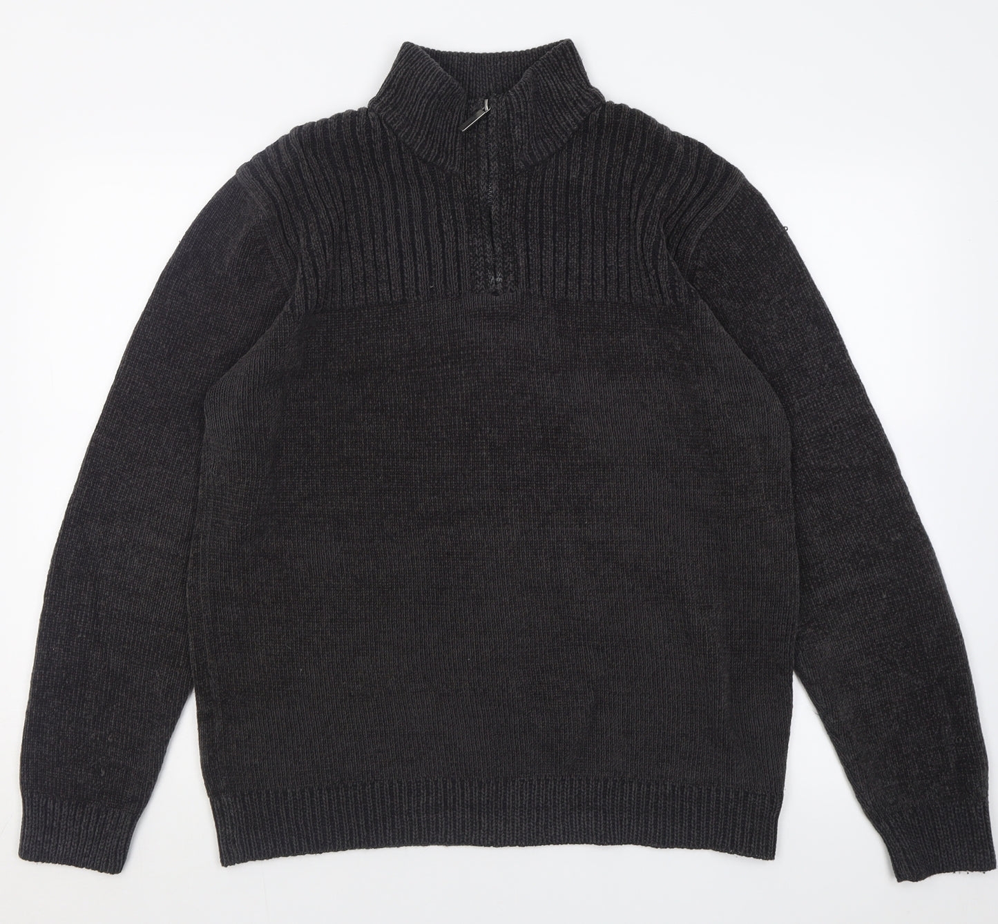 Burton Mens Grey High Neck  Acrylic Pullover Jumper Size L