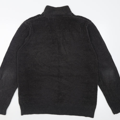 Burton Mens Grey High Neck  Acrylic Pullover Jumper Size L