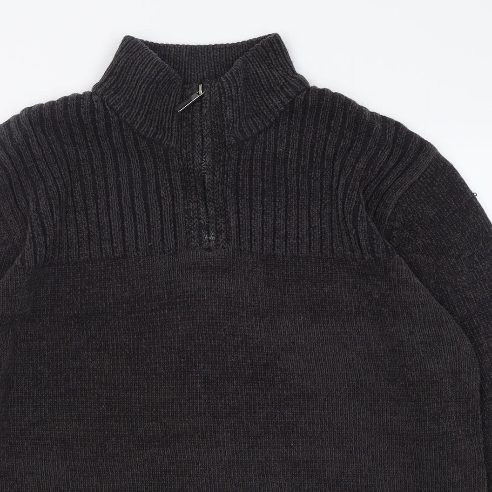 Burton Mens Grey High Neck  Acrylic Pullover Jumper Size L