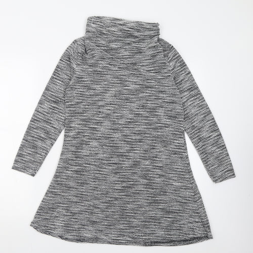 Miss Sassy Womens Silver  Polyester Fit & Flare  Size S  Roll Neck Pullover