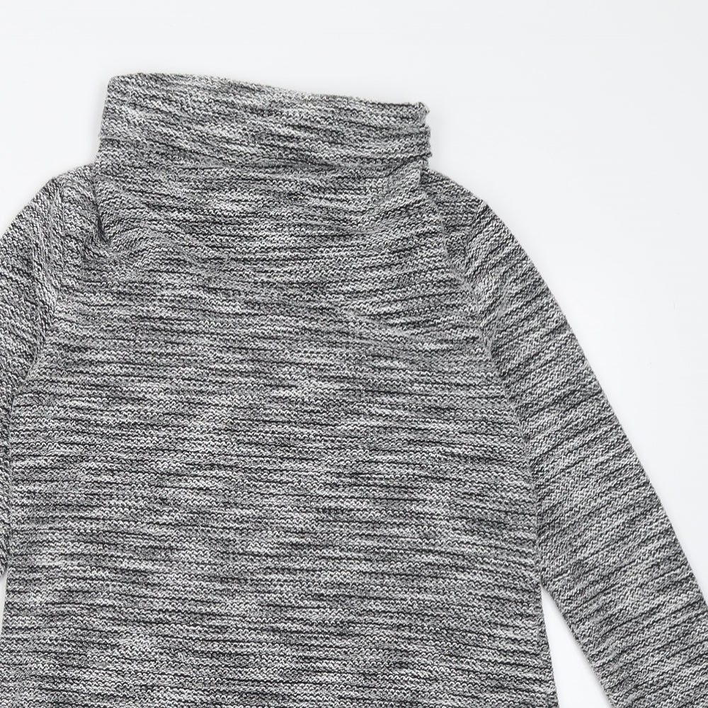 Miss Sassy Womens Silver  Polyester Fit & Flare  Size S  Roll Neck Pullover