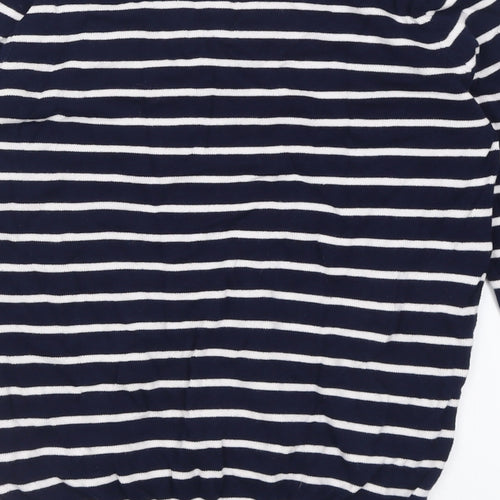 bonmarch Womens Blue Collared Striped Cotton Pullover Jumper Size 8