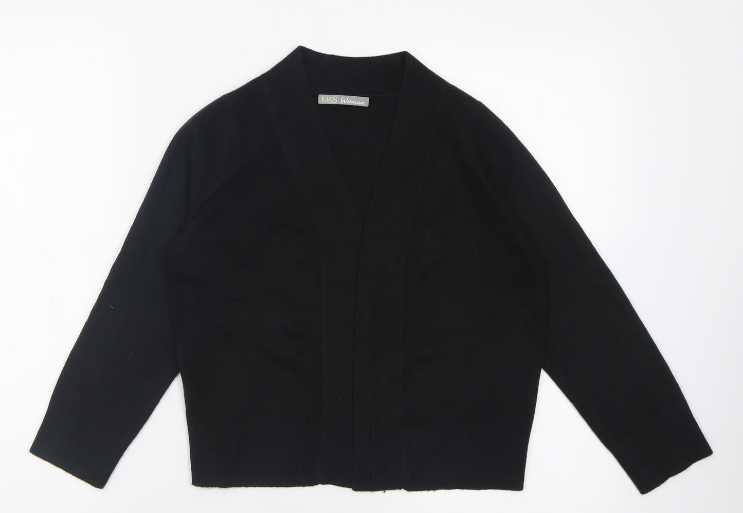 Marks and Spencer Womens Black V-Neck  Acrylic Cardigan Jumper Size 8   - Cropped