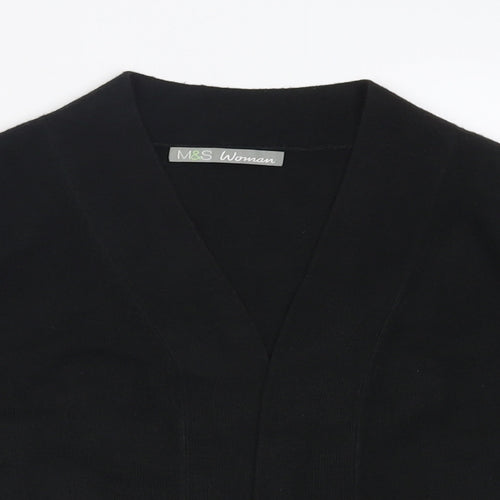 Marks and Spencer Womens Black V-Neck  Acrylic Cardigan Jumper Size 8   - Cropped