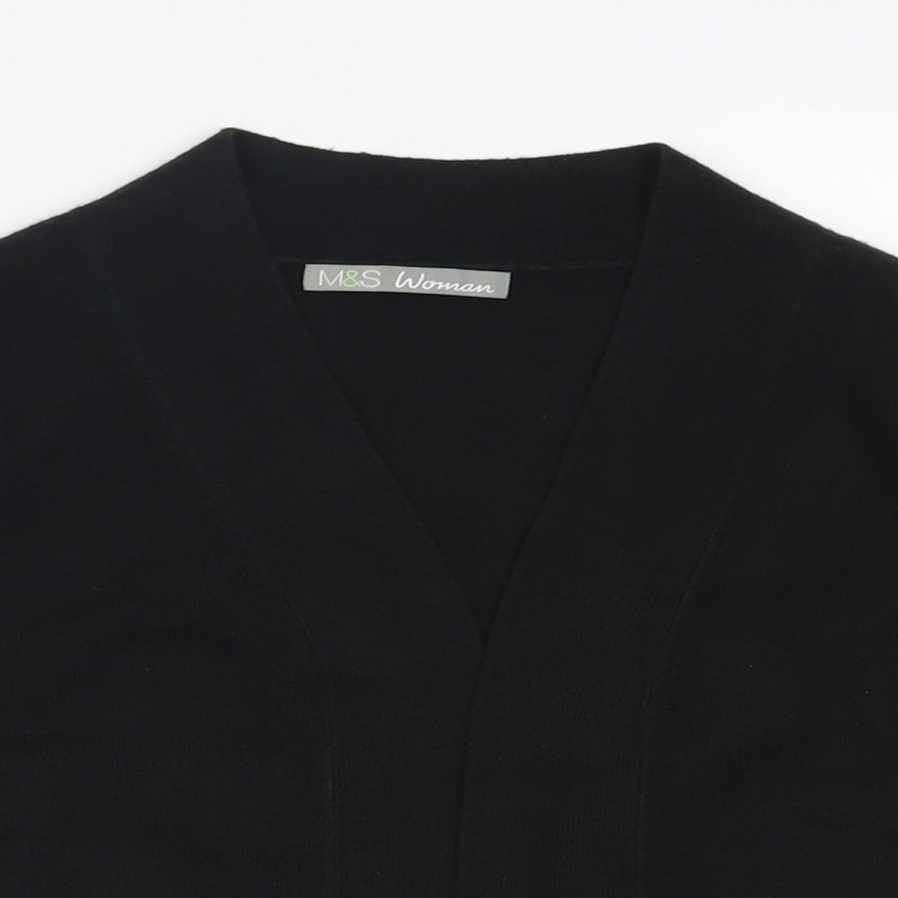 Marks and Spencer Womens Black V-Neck  Acrylic Cardigan Jumper Size 8   - Cropped