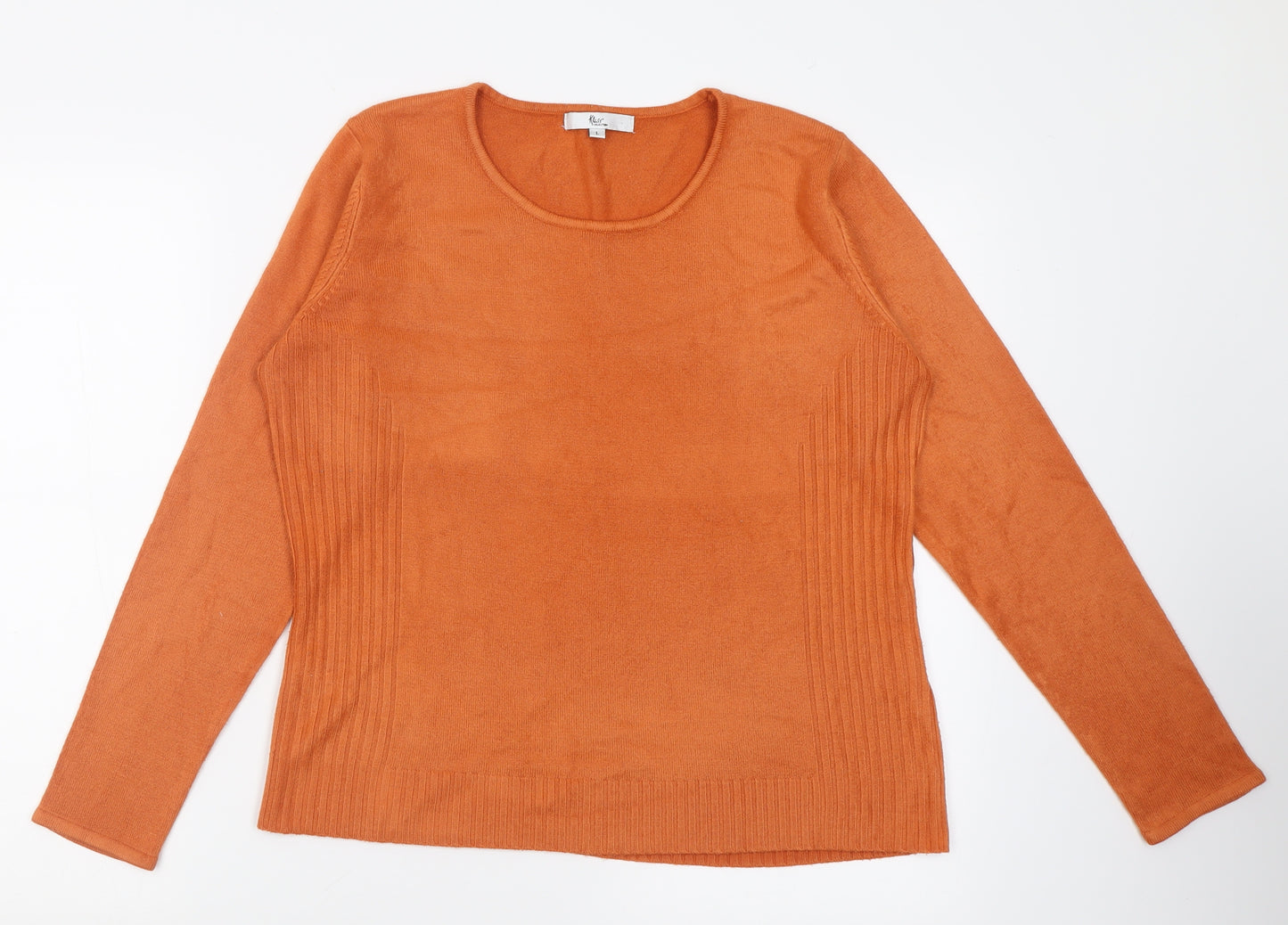 Klass Womens Orange Crew Neck  Acrylic Pullover Jumper Size L