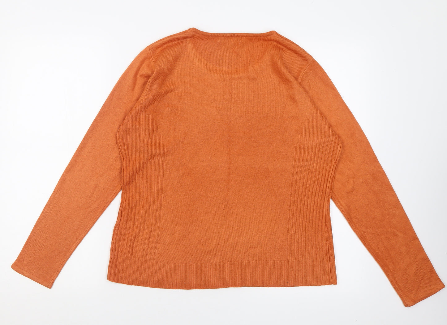 Klass Womens Orange Crew Neck  Acrylic Pullover Jumper Size L