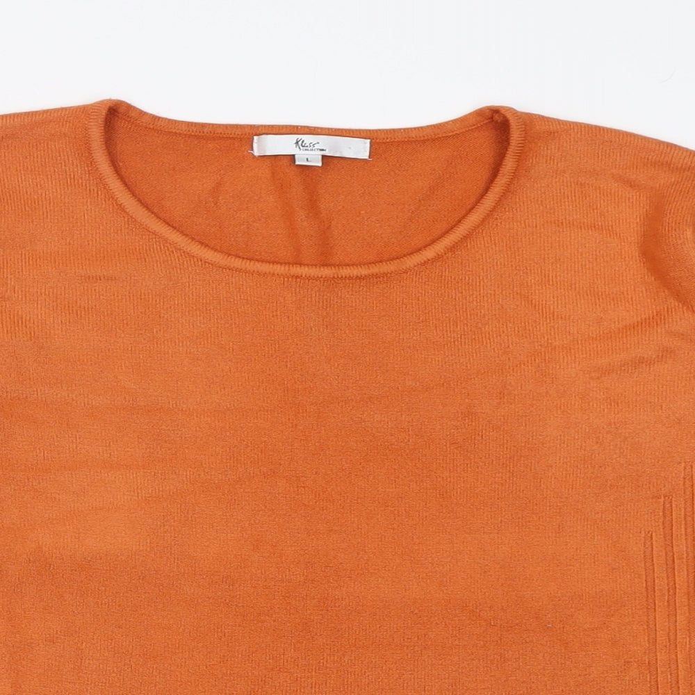 Klass Womens Orange Crew Neck  Acrylic Pullover Jumper Size L