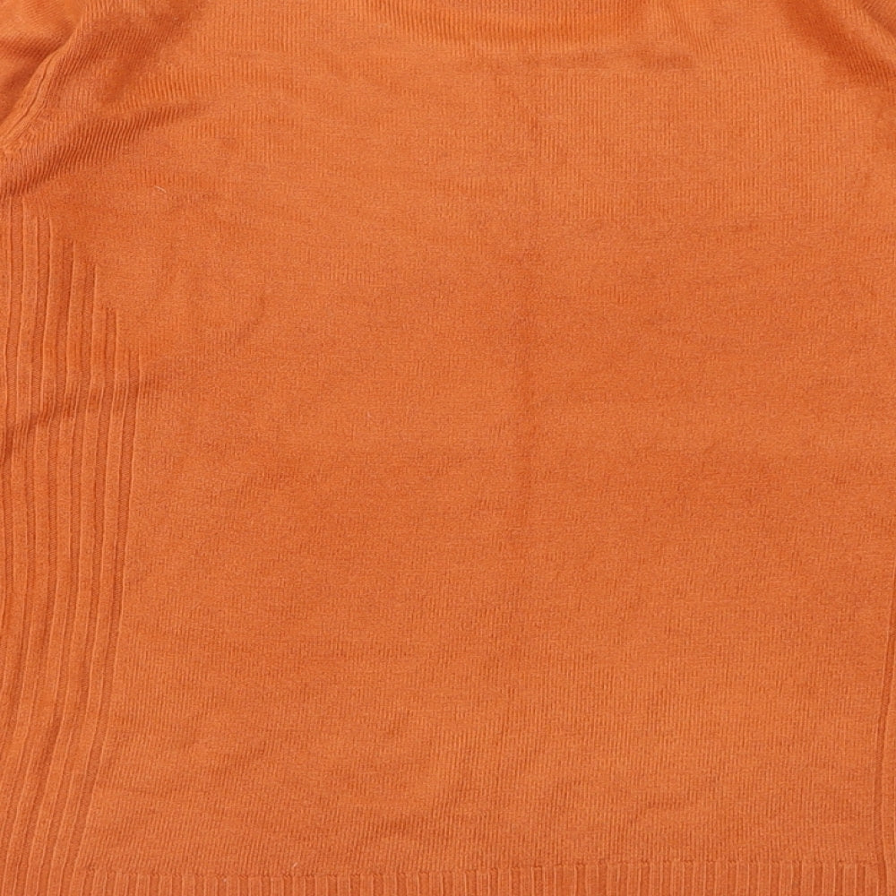 Klass Womens Orange Crew Neck  Acrylic Pullover Jumper Size L