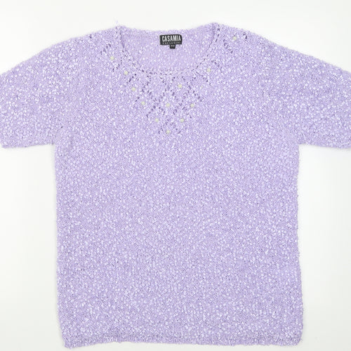 Casamia Womens Purple Collared  Acrylic Pullover Jumper Size S