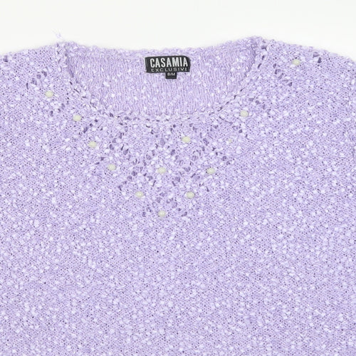 Casamia Womens Purple Collared  Acrylic Pullover Jumper Size S